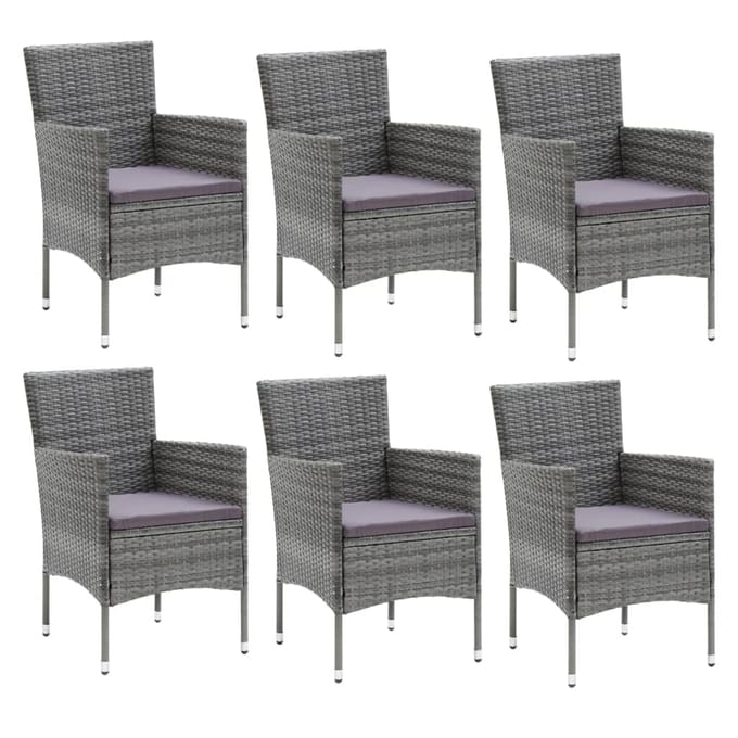 vidaXL - 7-delige - Tuinset - met - kussens - poly - rattan - grijs