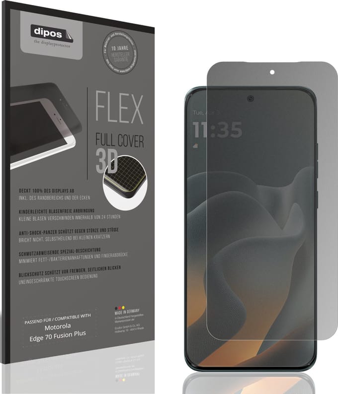 dipos FLEX – Matte Privacy Screenprotector geschikt voor Motorola Edge 70 Fusion Plus | Volledige Schermbescherming | Case-Friendly