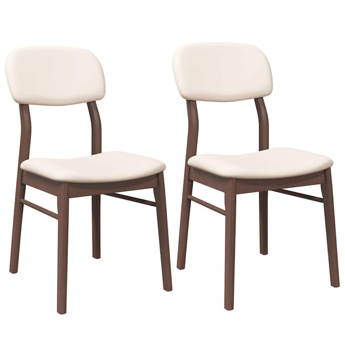 vidaXL - Eetkamerstoelen - met - kussens - 2 - st - massief - hout - rubber - bruin