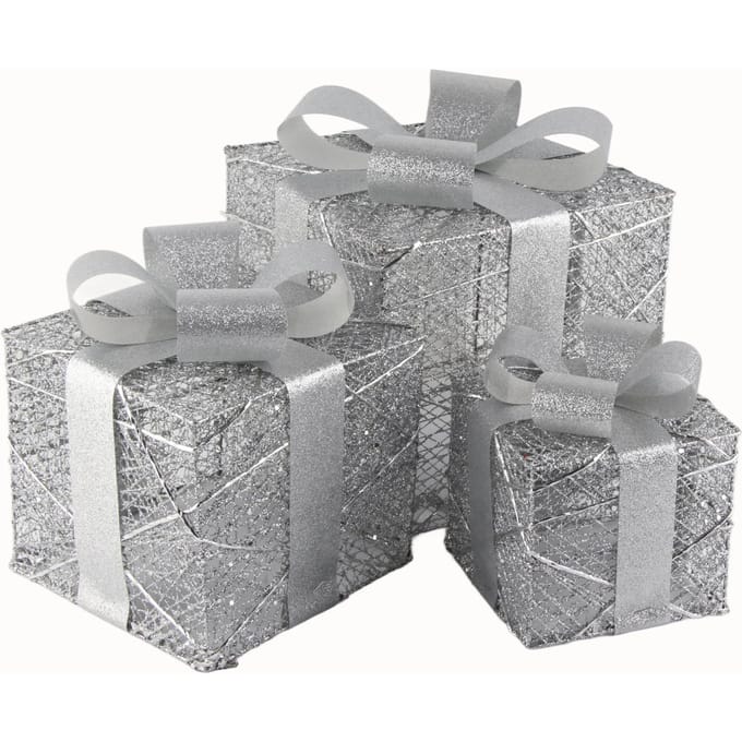 Boîtes Cadeaux de Noël pour Décorations de Noël Intérieures Extérieures gray