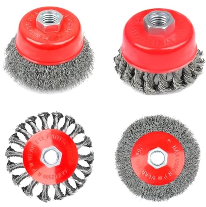Draadborstel set voor haakse slijpers - 4 stuks, M14 schijfborstels (75/100 mm)