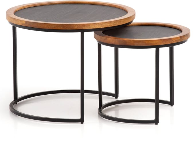 Sky Style Zenith Ronde Salontafel Set Mango / Steen