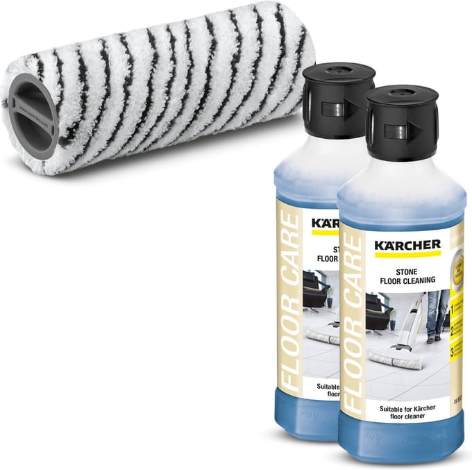 Kärcher Floor Cleaner Accessoire set Harde Vloeren - 2 microvezelrollen STEEN - 2x vloerreinigingsmiddel RM 537