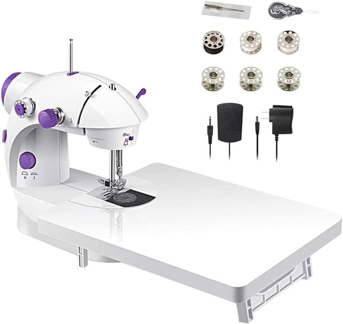 Mini Naaimachine - Draagbare Naaier - Kleding Repareren - Dubbele Draad Steek - 21 x 9 x 19.5 cm
