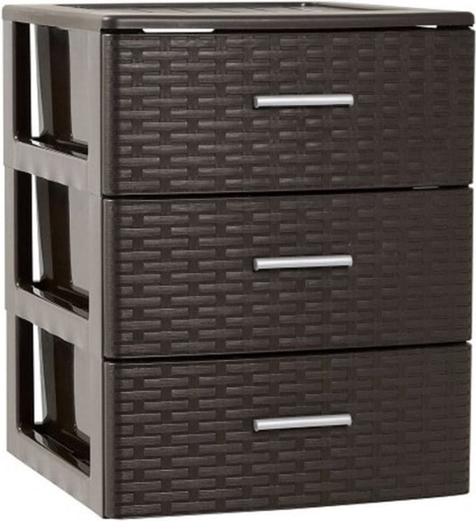 Plasticforte Bureau organizer - 3 lades - rotan bruin - 39 x 36 x 46 cm - Ladeblok