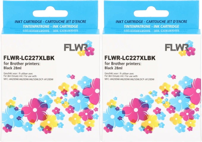FLWR - Inktcartridge / LC-227BK XL / 2-pack Zwart - Geschikt voor Brother
