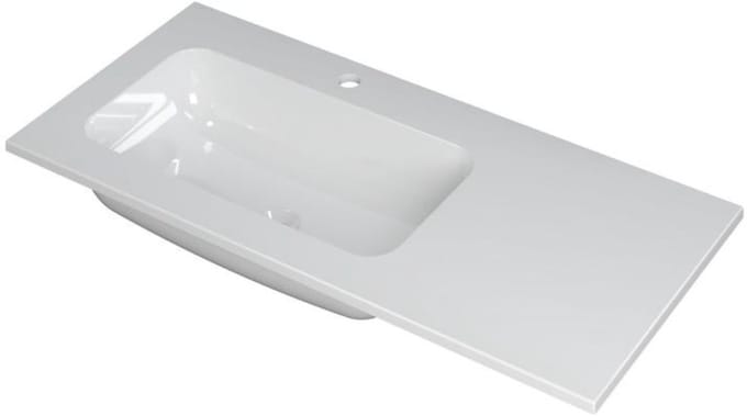 INK Faktor Wastafel Polystone Links met 1 Kraangat - 1000x450x15 mm - Glans Wit