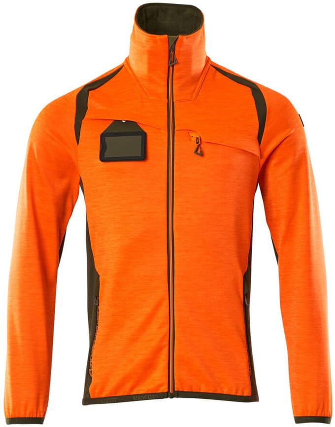 Mascot Accelerate Safe Fleecetrui met rits 19403-316 - hi-vis oranje/mosgroen - M