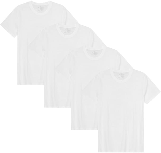 DANISH ENDURANCE T-Shirt voor Heren - Crew Neck - Wit - 4 pack - Maat L
