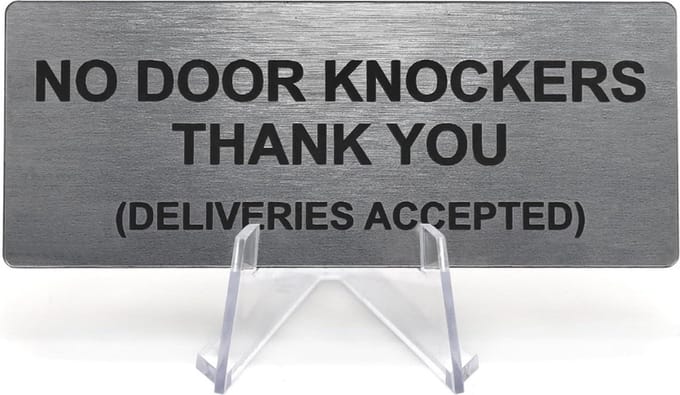 CombiCraft No Door Knockers Acrylaat Deurbordje - 100x40mm
