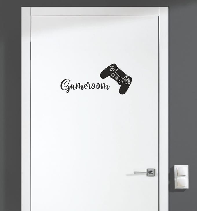 Deursticker - Gameroom - Zwart 23x10