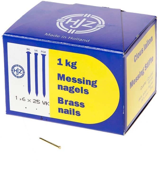 Hjz Messing nagels verloren kop 1.6 x 25mm 1kg