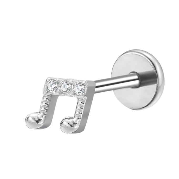 Piercing titanium intern schroefdraad Music Note - zilver - LMPiercings