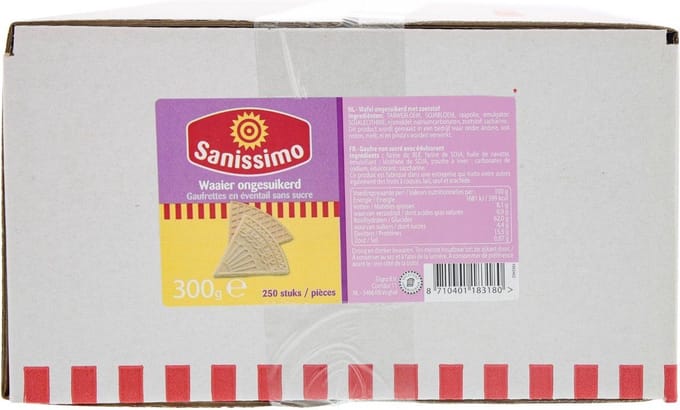 Sanissimo Waaier ongesuikerd 250 stuks