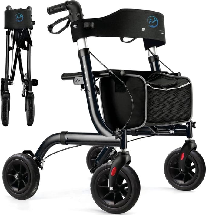 REN® Rollator Lichtgewicht en Opvouwbaar - Rollator lichtgewicht - Rollator - Zwart - 70cm x 61cm x 95cm
