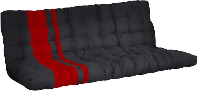 Vente-unique Hoogslaper metaal zwart, rood 90 x 190 cm