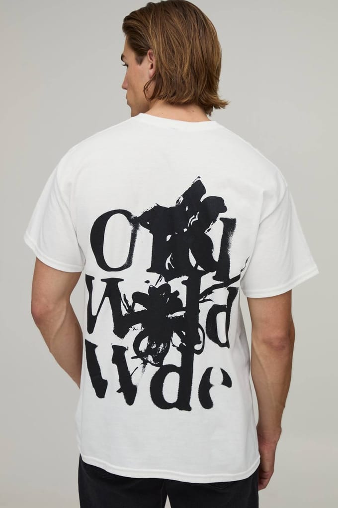 Wit Oversized Boxy T-shirt Met Bloemenprint | White | Size XS