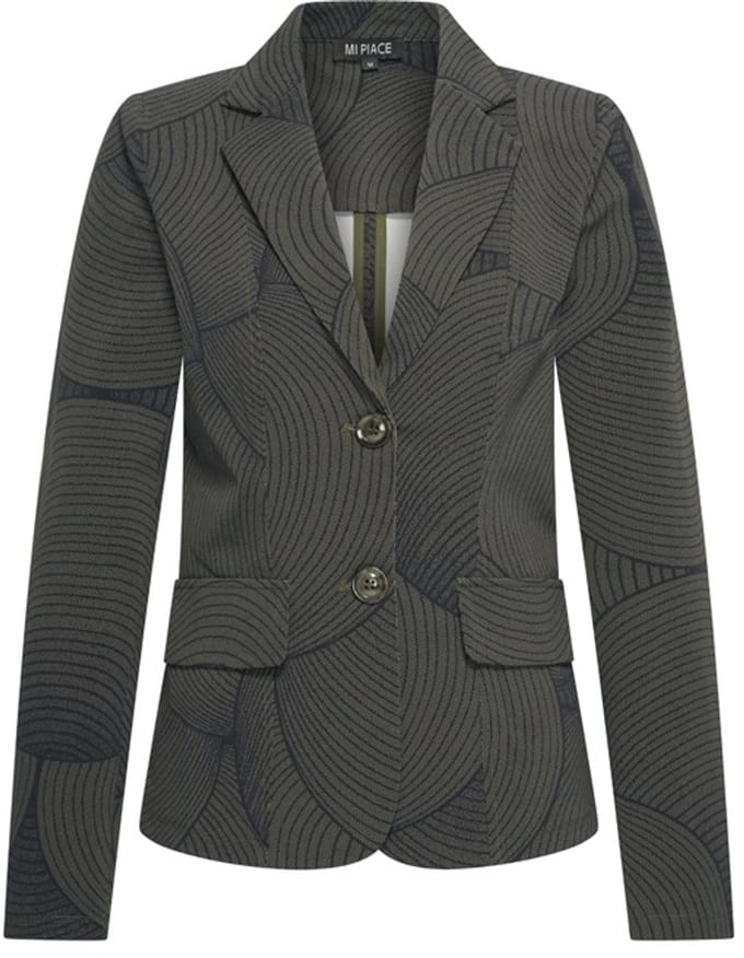 MI PIACE - Travel Blazer Circle Print MP202015 Deep Depth Black - Maat : L