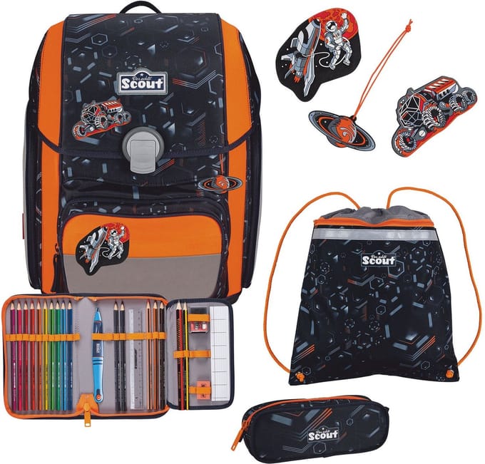Scout Schooltas Basic Genius Set 4-delig Space Data Zwart
