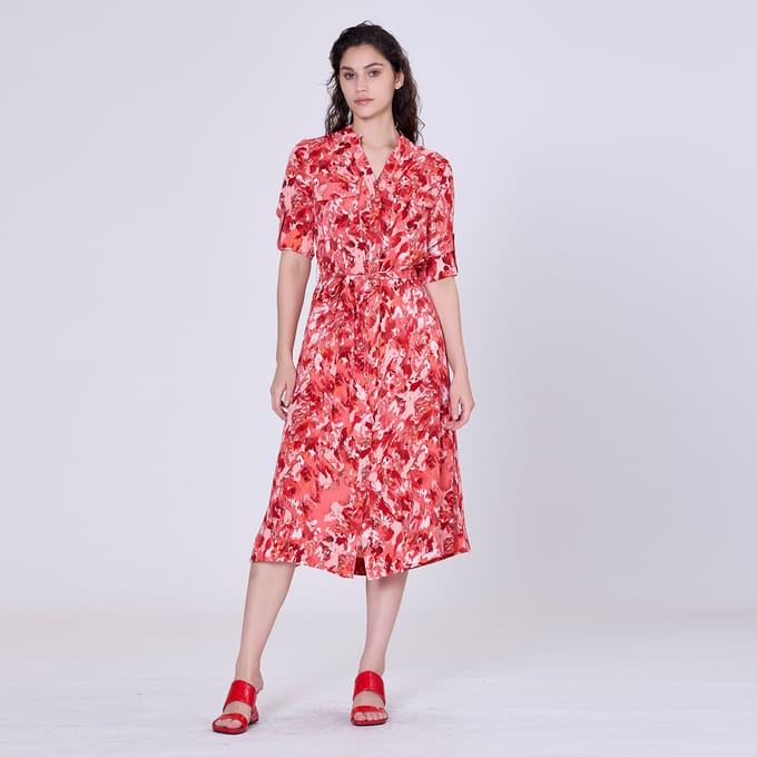 Klassieke shirtjurk met abstracte print