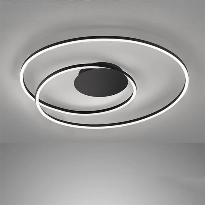 Fischer & Honsel Holy - Moderne plafondlamp - LED 33W - Ø 49cm - Dimbaar - Instelbaar warm tot koel wit licht - Zwart/ wit
