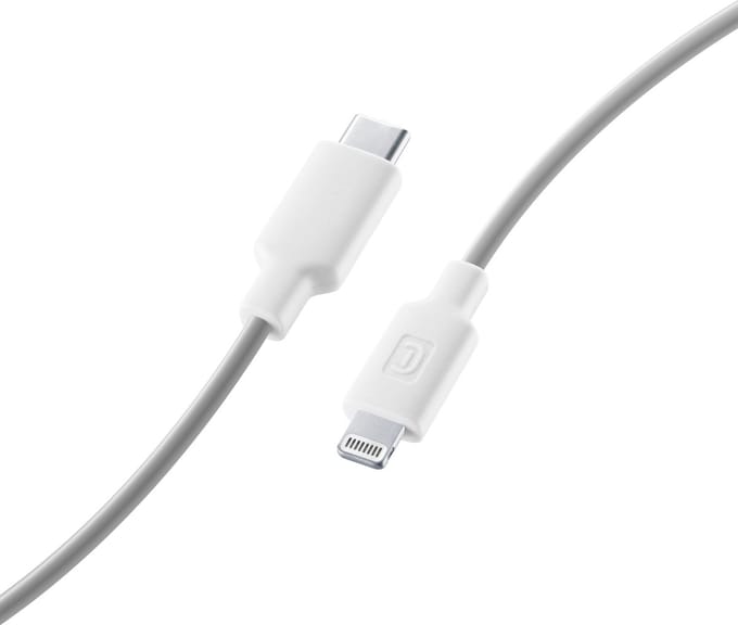 Cellularline USBDATAC2LMFISMARW Lightning-kabel 1 m Grijs, Wit