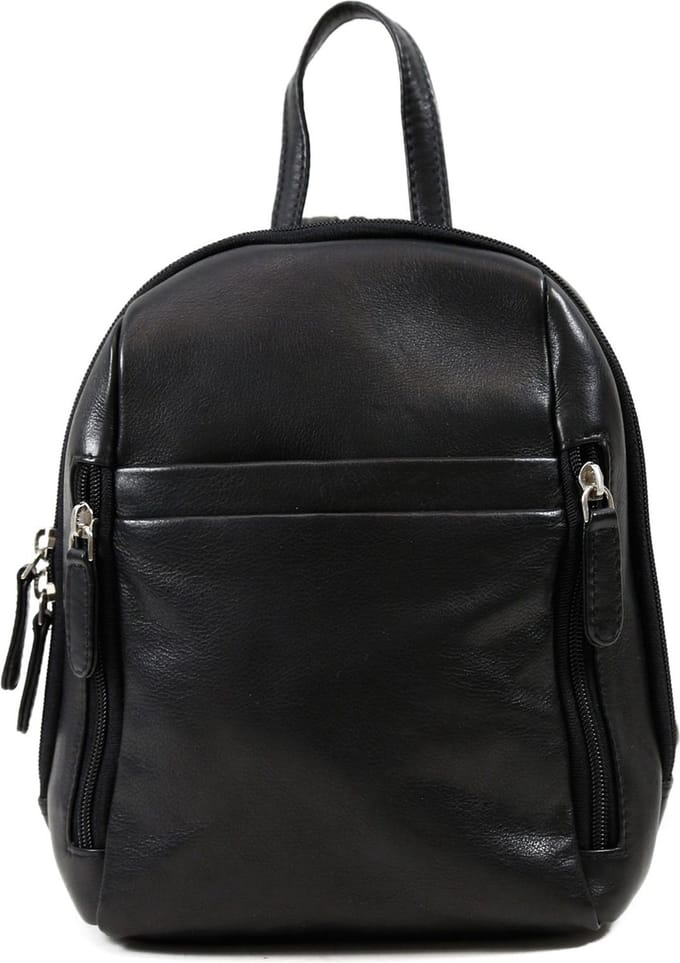 MAESTRO Leren Rugzak City Backpack Black Zwart