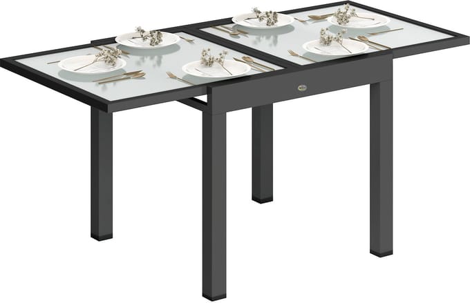 Outsunny uitschuifbare eettafel voor buiten - Aluminium - 160x80x75cm - Transparant
