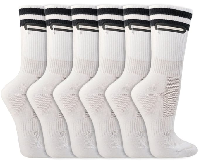 Witte sokken | Geheim vakje | Coolmax | Maat: 36-41/ 41-46 | Aantal: 6 paar