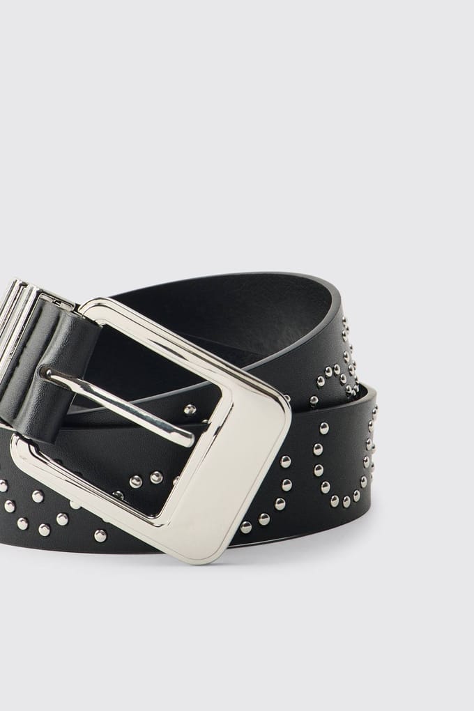 PU Studded Detail Belt | Black | Size XL