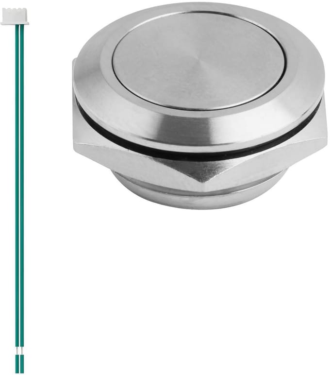 Platte RVS Drukknop IP67 Waterdicht Ø 19mm Inbouw Inbouwschakelaar