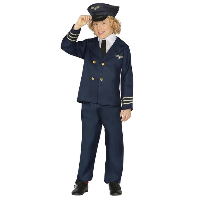 Fiestas Guirca Kinder-/Kinderpilootkostuum 5-6 Years goud/blauw