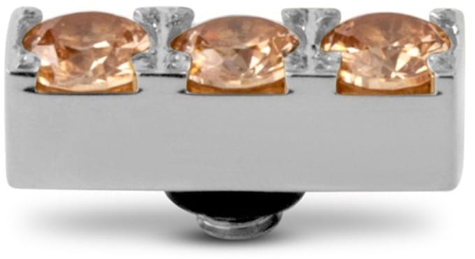 Melano Twisted Triple CZ Steentje Champagne | Zilver