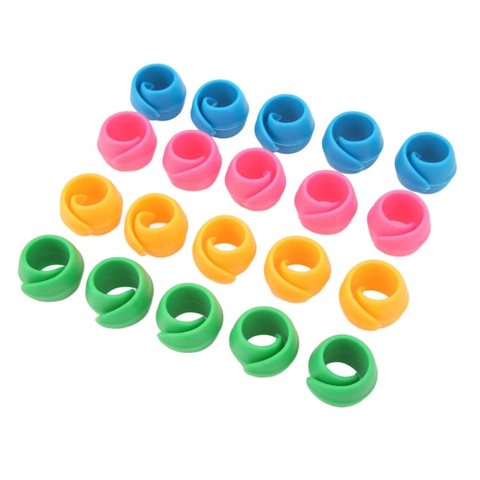 Lot de 20 clips de fixation de bobine en silicone, 4 couleurs, anti-chute blue