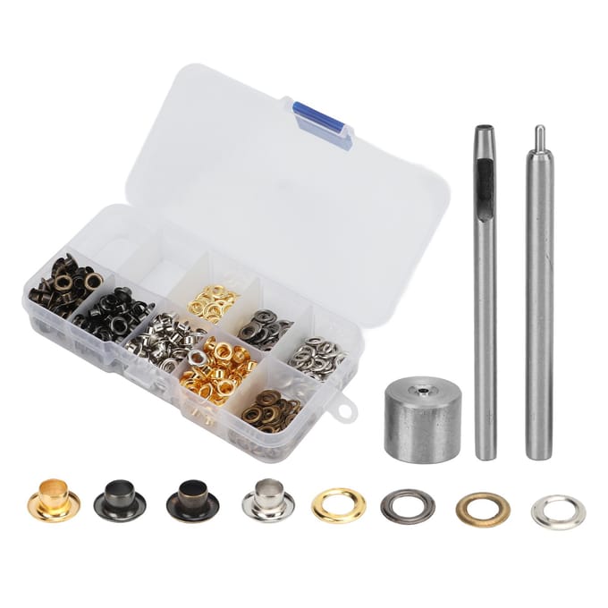 240 stuks Oogjes 4 mm Doe-het-zelf Verguld Praktisch Klein 4 Kleuren Metalen Oogjes Oogjes Versiering Sets Gereedschap white