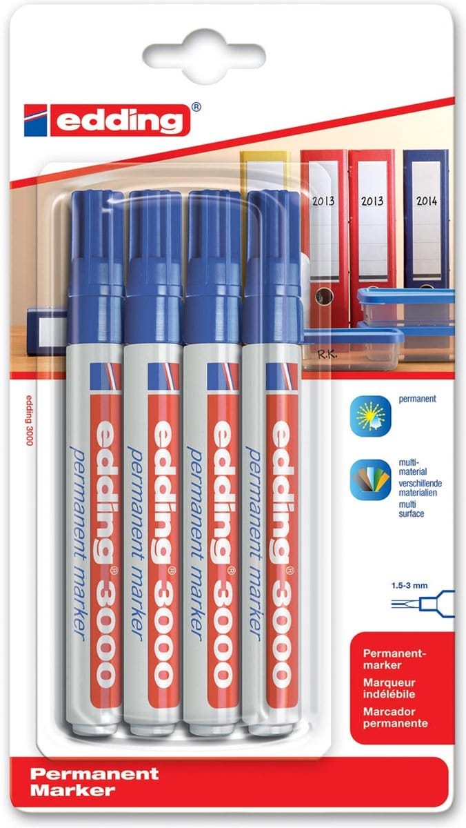 Viltstift edding 3000 rond 1.5-3mm blauw | 10 stuks