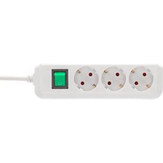 Brennenstuhl Eco-Line stekkerdoos, 3 wandcontactdozen met randaarde, 45° opstelling, verhoogde aanrakingsveiligheid, 3 m snoerlengte, L 215 x B 95 x D 60, wit