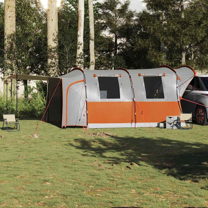 vidaXL - Autotent - 4-persoons - waterdicht - grijs - en - oranje