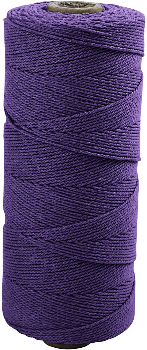 Macramé koord, L: 315 M, dikte 1 mm, Dunne kwaliteit 12/12, violet, 220 gr/ 1 bol