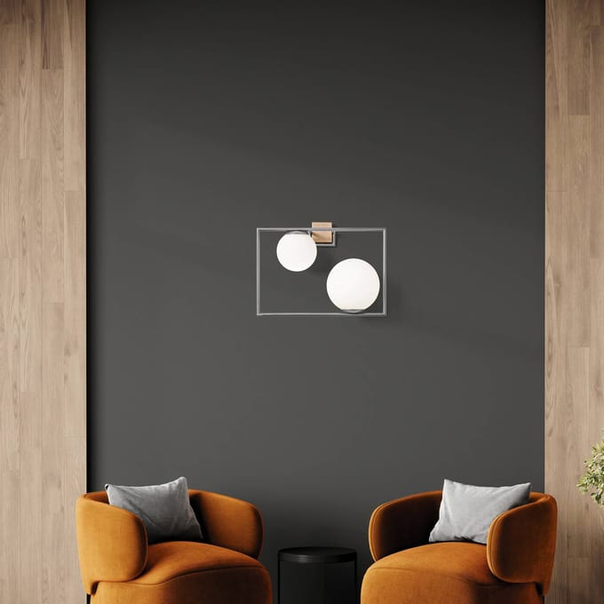 miloox by Sforzin Buble wandlamp, staalkleurig, 2-lamps, glas