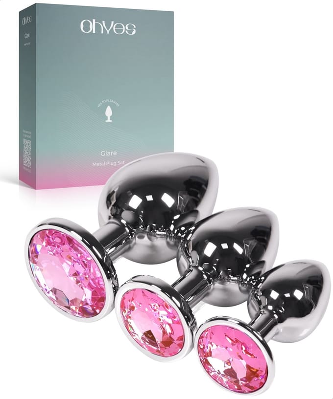 Metalen Buttplugs voor mannen en vrouwen - Buttplug Set 3-Delig - Anal & Butt Plug - Roze