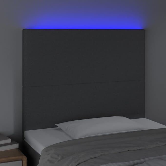 vidaXL - Hoofdbord - LED - 100x5x118/128 - cm - stof - donkergrijs