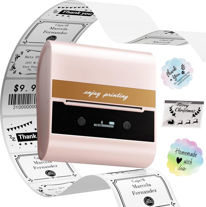 Draagbare Thermische Etikettenprinter - Bluetooth Labelprinter voor Kantoor, Barcode en Verzending