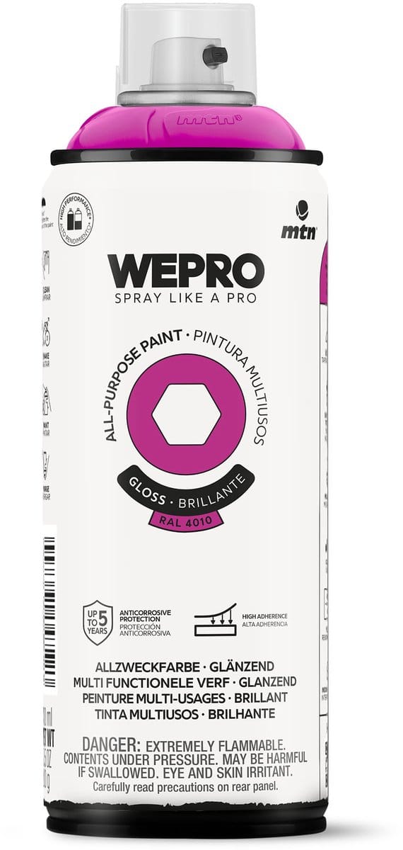 Spuitbus Ral 4010 Magenta Psychedelia Glans MTN WEPRO ALL-PURPOSE PAINT 400ML