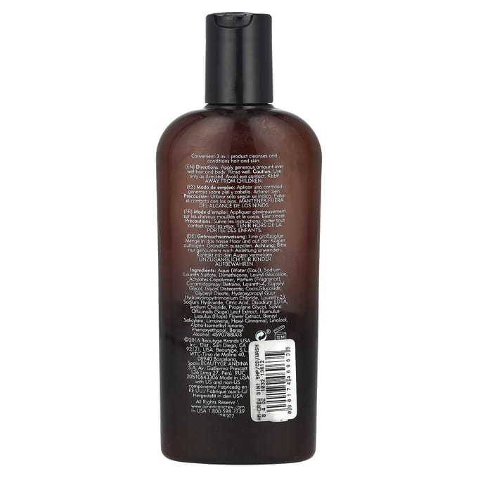 Shampoing, Après-shampoing et Gel douche 3-en-1, 250 ml(8,4 fl oz) black