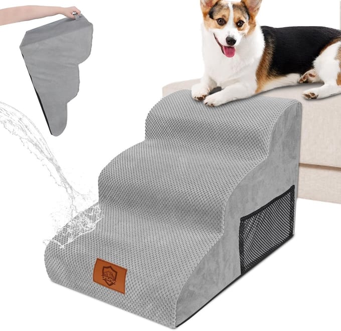 Hondentrap - Dierentrap - Veilig Omhoog - Antislip Design - 40 cm Hoog - Grijs