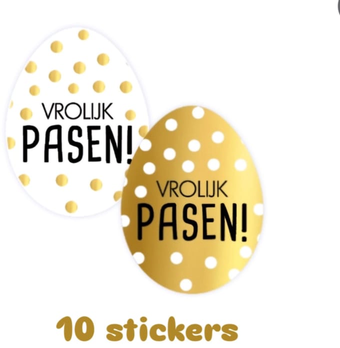 10x Sluitstickers - vrolijk pasen - uitdelen - pasendagen - sticker - goudfolie