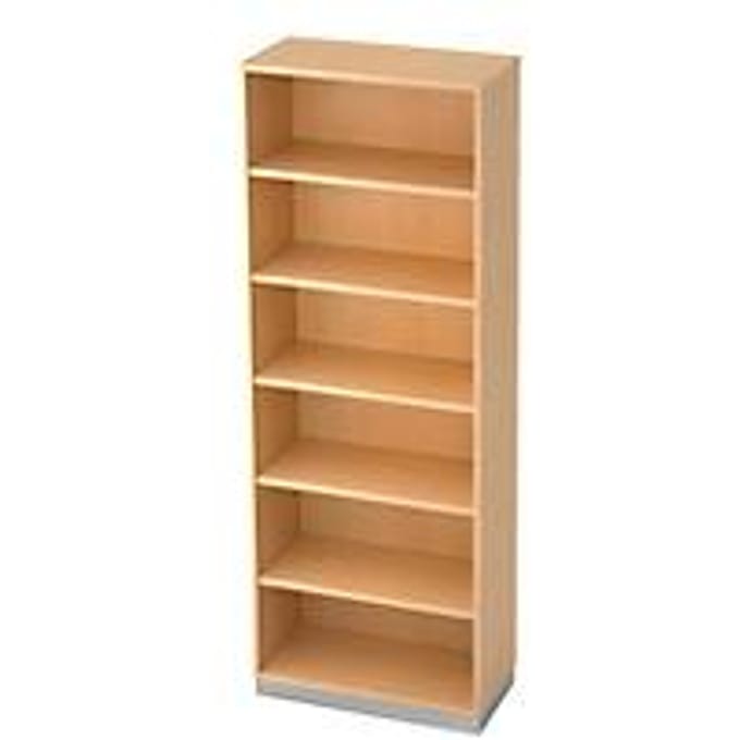 Boekenkast, spaanplaat, B 800 x D 400 mm, 6 OH, ahorndecor