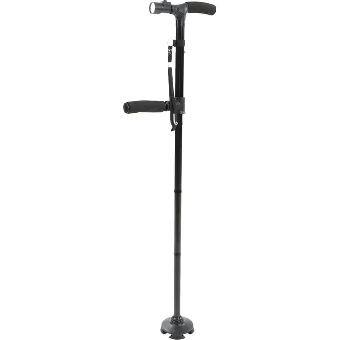 Canne de marche pliable avec éclairage LED, base antidérapante, rotation à 360 degrés, réglage de la hauteur, portable black