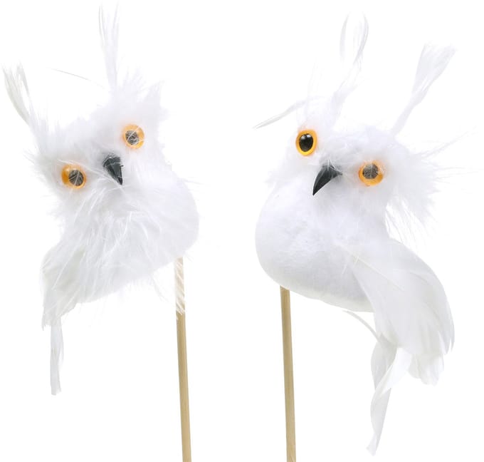 Decoratieve plug uil wit 5cm 4st